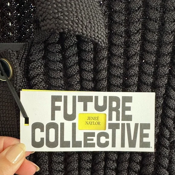 NWT | Future Collective x Jeneé Naylor | Braided Button-Front Collared Cardigan - Picture 11 of 15